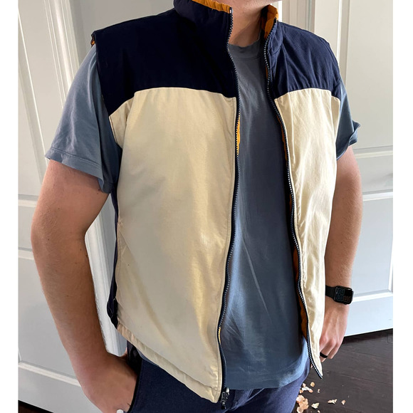 NIKE Vintage Reversible Quilted Vest in White/Orange in Men's Size Medium - Picture 12 of 16